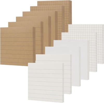 NatureTouch Sticky Notes 12 Packs, 7 x 7.5cm Self Adhesive Notes in Eye Protection Paper, Multiple Designs Memo Pads for Memories, Office, Home, School,