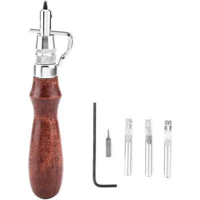Professionele 5-in-1 Multifunctionele Leerbewerkingstool Steekgroover Set wit