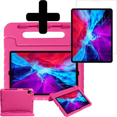 Hoesje - Geschikt voor Apple iPad Pro (2022) - 11 inch - 4e generatie - Met Screenprotector - Kinderhoes - Shockproof Bumper - Kidsproof Case - Tablethoes - Kinder Hoes Cover - Roze