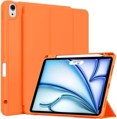 CaseMania Bookcase hoesje geschikt voor Apple iPad Air 11 inch (M2-M4) - Effen Oranje - Kunstleer