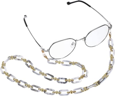 Elegante brillenketting met ovale parels voor vrouwen en mannen, anti-verlies koorden voor zonnebrillen en brillen, marmerdesign en stijlvol accessoire