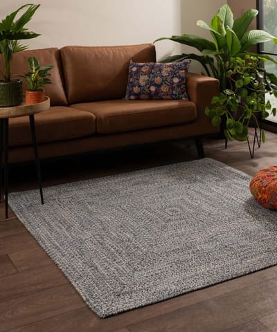 Vloerkleed katoen vierkant - Joy blauw 120x120