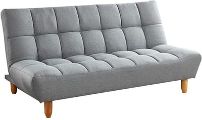 Vente-unique Driezitsbedbank Klik-Klak van stof ESTEBAN - grijs