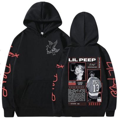 Rapper Lil Peep Crybaby Hellboy Hoodies Mode Hip Hop Retro Sweatshirts Herenkleding Oversized Lange Mouwen Fleece Pullovers S zwart