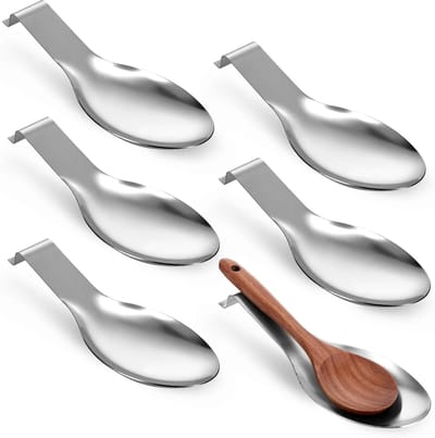 longziming - Roestvrijstalen Lepelhouder - Lepelsteun - 6 Stuks - Hittebestendig - RVS - Strak Zilverkleurig Ontwerp - 25.5×9.7 cm - Voor Fornuis, Aanrecht en Koffiebar - zilver - Keukengereihouder Voor Pollepels