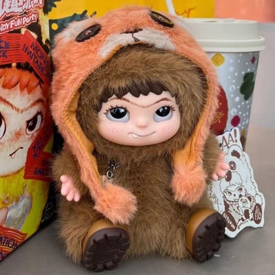 Mooie WAKUKU Collectie: Verrassingsdoos met knuffel, met grappig en trendy design, voor kinderen, meisjes en feestelijke cadeaus zwart