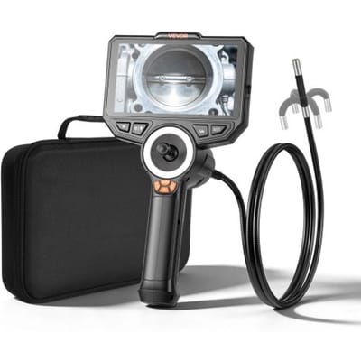 VEVOR Draaibare Endoscoopcamera met Verlichting, Inspectiecamera met 360° Draaibare Kop, IP67 Waterdichte Pijpcamera met 6-inch Display, 1,5 m Kabel, 7000 mAh Batterij, 8 mm Borescopecamera voor Auto en Thuis