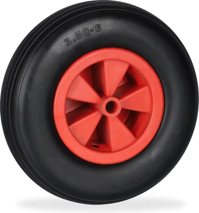 kruiwagenwiel - 3.50-6 - massief rubber - kunststof velg - anti-lek - 100 kg - zwart-rood