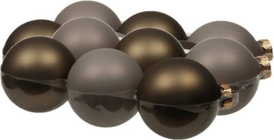 12x stuks kerstversiering kerstballen eucalyptus grijs/bruin van glas - 8 cm - mat/glans - Kerstboomversiering