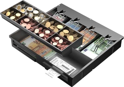 Geldlade - Muntvak Bankbiljetten - Kassa Organisatie - Verstelbare Vakken - 36x32x6 CM - Zwart