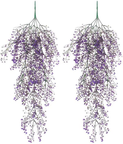 Dailygoods- Kunstbloemenmanden 2 stuks - Hangende Kunstplanten - Onderhoudsarm - Hoogwaardig Kunststof - Natuurlijke Textuur - 85 cm