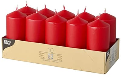 Stompkaarsen Rood Ø 40 mm - 10 Stuks