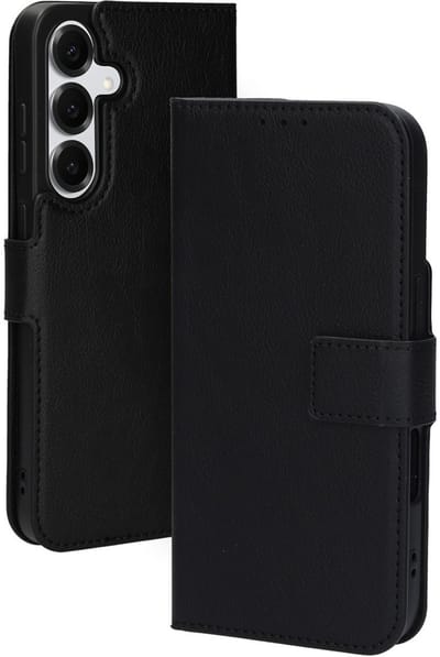 Mobiparts hoesje geschikt voor Samsung Galaxy S25 Plus - Wallet/Boekhoesje - Eco Leer - Magneet Sluiting - Opberg vakken - Zwart