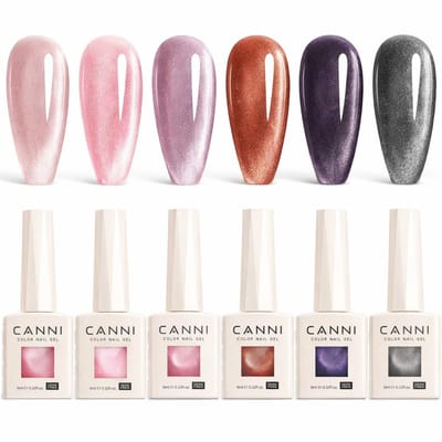 Canni - Cateye gellak - 6 stuks - HEMA-vrij - TPO-vrij - Cat eye gellak - Gellak - Pink Gellac - Cat eye - Cat eye nagellak - Cat eye gellak set - Gellak nagellak - Gellak set