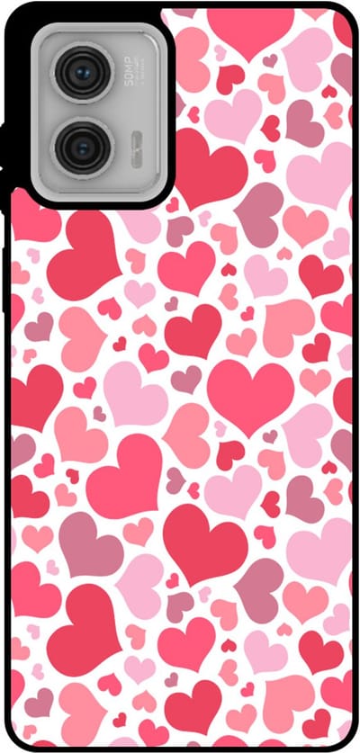 Smartphonica Telefoonhoesje Geschikt voor Motorola Moto G73 met Hartjes Print - Hearts Design TPU Backcover Case - Kinder Hoesje met Hartjes Design geschikt voor Motorola Moto G73