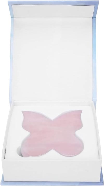 Roze Jadestone Schraapbord Vlindervorm Massage Gua Sha Tool - Prachtige Geschenkdoos - Facial Gua Sha Tool voor Het Verwijderen van Droge Lijnen en Fijne - Thuis Schoonheidssalon