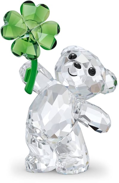 Swarovski beeldjes Beer Kris Geluksbrenger 5720034 | kristallen decoratiefiguur groen met klavertje vier, collectie en geschenk stijl