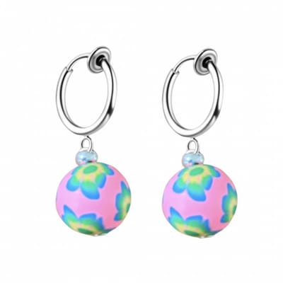 klem Oorbellen-Roze happy-geen gaatje-Charme bijoux