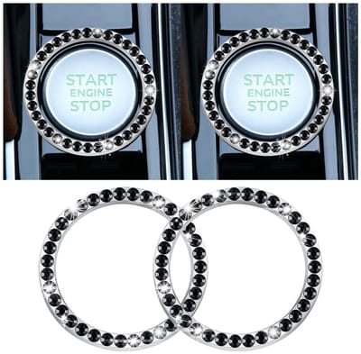 Dailygoods- Startknop Decoratiering - 2 Stuks - Hoogwaardig Roestvrijstalen Frame - Waterdicht - Duurzaam - Ingelegd met Strass Steentjes - Rond