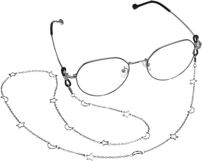 Stijlvolle brillenketting met sterren en manen voor dames en heren, anti-vallen brilbanden voor zonnebrillen en monturen, zwart
