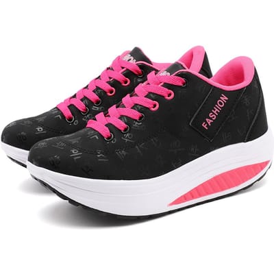 Dames Casual Sportschoenen Ademend Comfortabel Wedgehak Dikke Zool Sneakers Veterschoenen 40 pink