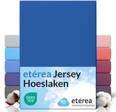 etérea Jersey Hoeslaken 90x200 - 100x200 cm Oekotex Made in Green - 100% katoen - Blauw