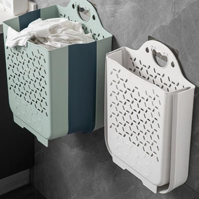 Opvouwbare Badkamer Wasmand Wandmontage Opbergmand voor Vuile Kleding Opvouwbare Waszak Badkamer Was Organizer wit