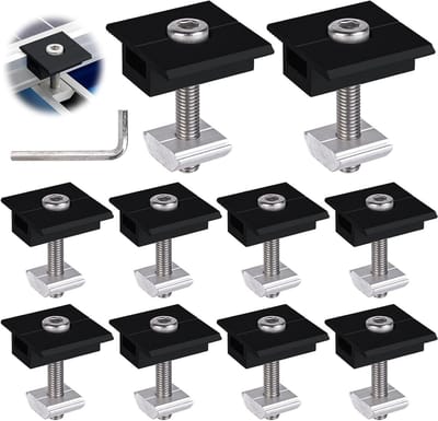 Zonnepaneel Houder - Middenklemmen Set - PV Montage - Aluminium Constructie - 30 mm - Zwart