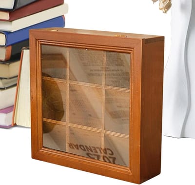 Houten sieradendoos - Juwelendoos organizer - Sieraden opbergen - 9 individuele sleuven - 26x10x10 cm - Houtkleur