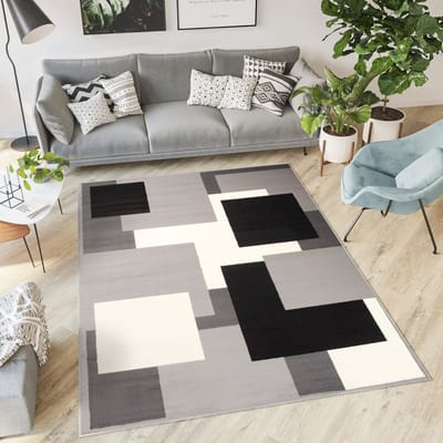 Tapiso Dream Vloerkleed Grijs Zwart Wit Modern Woonkamer Tapijt Maat- 130x190