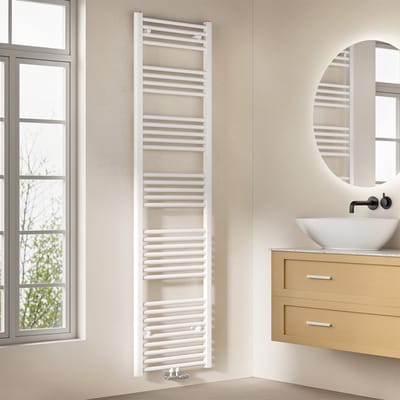 EMKE Handdoekradiator - 180x50 cm - 739 W - Glans Wit - CV Badkamer Radiator - Midden/ Zij- Aansluiting