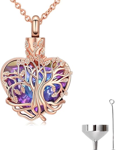 Luxe Ashanger - met Ketting (55 cm) - Voor As, Haren of Parfum - Assieraad - As Ketting - Gedenksieraad - Urn - As Hanger - Incl. As vuller en Opbergzakje - Rosé Forest