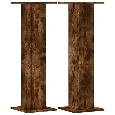 vidaXL - Plantenstandaards - 2 - st - 30x30x95 - cm - bewerkt - hout - gerookt - eiken
