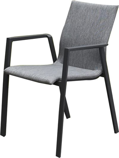 Nancy dining tuinstoel stapelbaar antraciet aluminium textileen