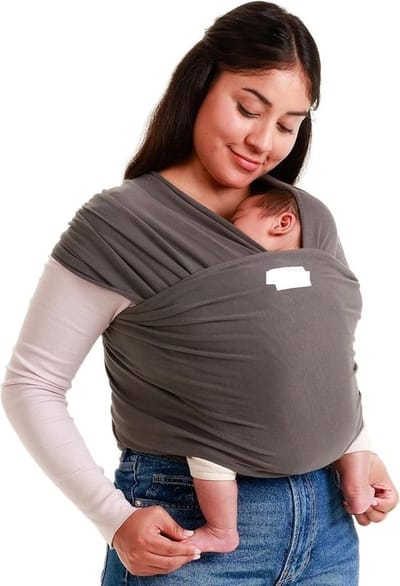 PolkaHome Dark Gray - Comfortabele babydraagtas van katoen voor pasgeborenen tot 35 lbs