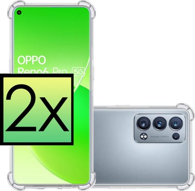Hoesje - 2 Stuks - Geschikt voor OPPO Reno 6 Pro - Sterk & Shockproof - Siliconen Case - Back Cover - Telefoon Hoes Shock Proof - Transparant