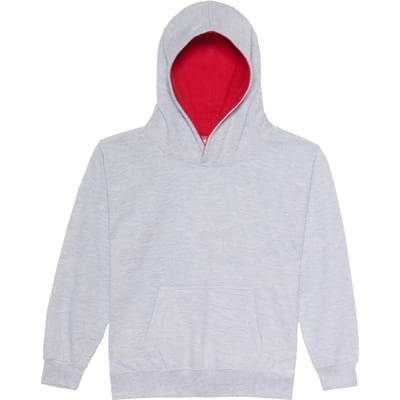 Just Hoods Kids´ Varsity Hoodie JH003K - HEATHER GREY/FIRE RED - 9/11 (L)