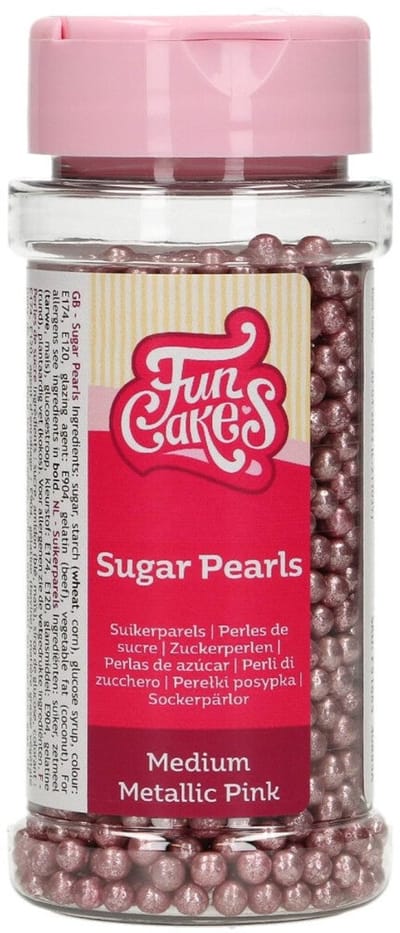 FunCakes Suikerparels - Medium - Metallic Roze 80g - Smaakstof voor Taarten - Eetbare Taartdecoratie