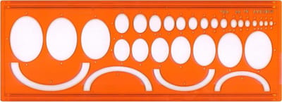 Tekensjabloon Ellipsen - Cirkel sjabloon - Technisch Tekenen - 45 Graden Hoek - 11.1 x 30.8 cm - Oranje
