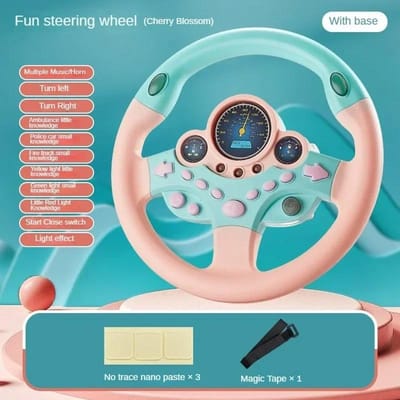Kinderstuurwiel voor Achterbank Gesimuleerd Rijspeelgoed met Licht Muziek Peuterspeelgoed Doe-alsof Cadeaus white