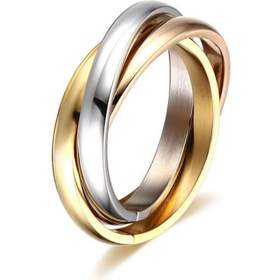 Charm Dames Ringen Drievoudig Verstrengelde Rolring Roestvrij Staal Goudkleur Kerst Sieraden 9 beige
