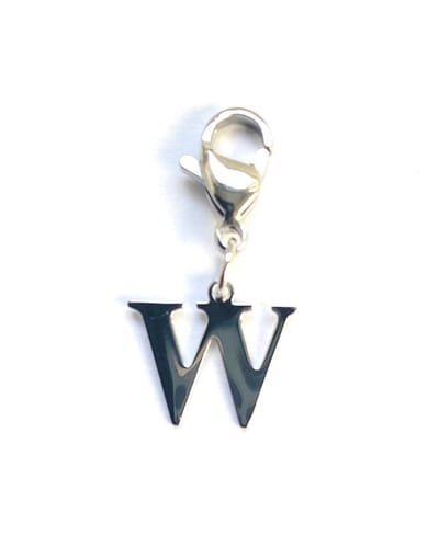 Bedel kleur zilver letter W - charm silver lettre w - stainless steel - waterproof - cadeau moeder vriendin