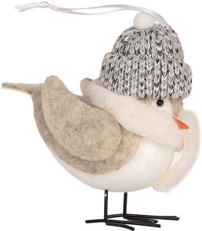 Clayre & Eef Decoratie Vogel 11x7x12 cm Wit Synthetisch