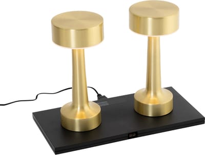 QAZQA isobel - Moderne Dimbare LED Draadloze Oplaadbare Tafellamp USB met Dimmer - 1 lichts - H 22.4 cm - Goud - Buitenverlichting