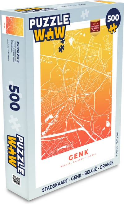 Puzzel Stadskaart - Genk - België - Oranje - Legpuzzel - Puzzel 500 stukjes - Plattegrond