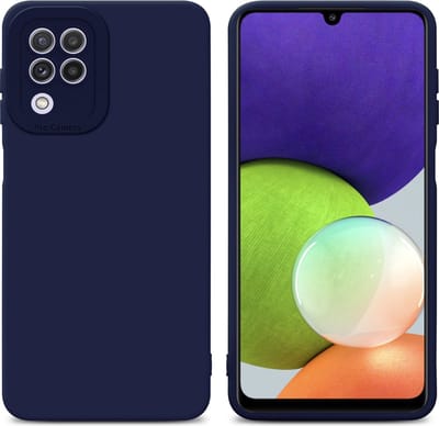 Cadorabo Hoesje geschikt voor Samsung Galaxy A22 4G in FLUID DONKER BLAUW - Beschermhoes gemaakt van flexibel TPU silicone Cover Fluid Case