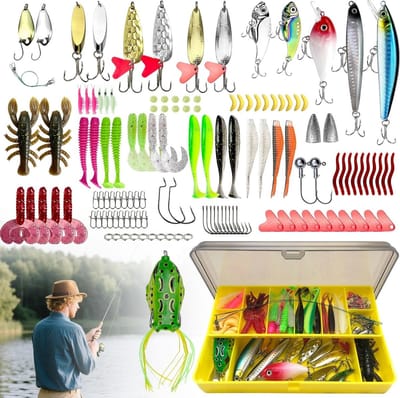 131 Stuks Hard Kunstaas Set, Multi-Segment Swimbait en Drijvende Wobbler voor Roofvisserij met 2 Dubbelscherpe Haken