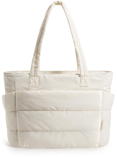 Geweo Shopper Dames met Rits - Tote bag - Schoudertas - Geschikt voor 15.6 inch Laptop & A4 Documenten - XL Formaat met 45*31.5*12cm(20L Inhoud )- Ideaal voor Werk, School en Reizen - Met Ritssluiting & Interne Vakken - CrèmeWit