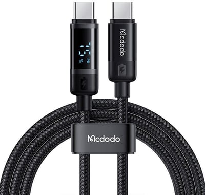 USB-C - USB-C Data- en Oplaadkabel McDodo CA-5780 Bat Display, 60W, 1.2m, Zwart
