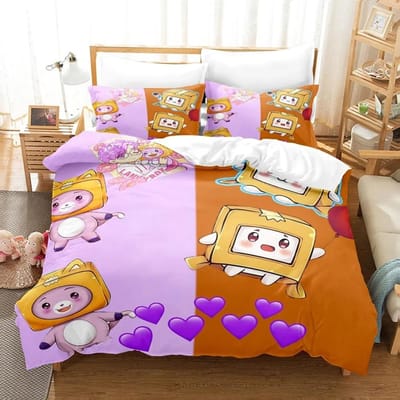 Lankybox Foxy Boxy Beddengoedsets Eenpersoons Tweepersoons Eenpersoons Tweepersoons Queen King Size Beddengoed Kinderkamer Decoratie Meisjes Slaapkamer Cartoon Dekbedovertrek Set Cadeau AU Double 180x210cm